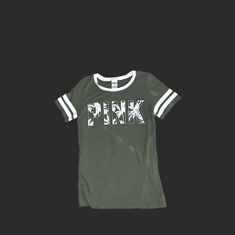 VS Pink Tropical Print Logo Tee